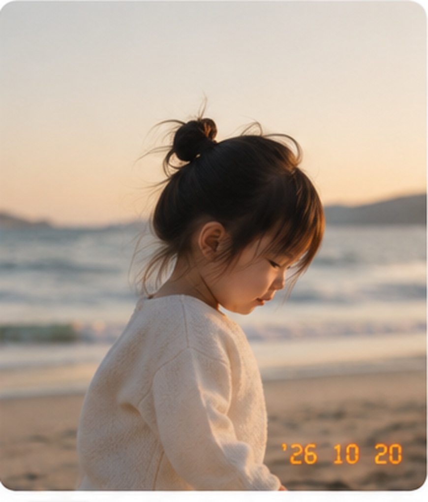 An example beach portrait printed like a photo